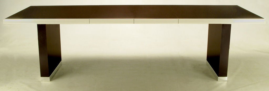 Late 20th Century Pierre Cardin Chrome & Dark Chocolate Brown Dining Table