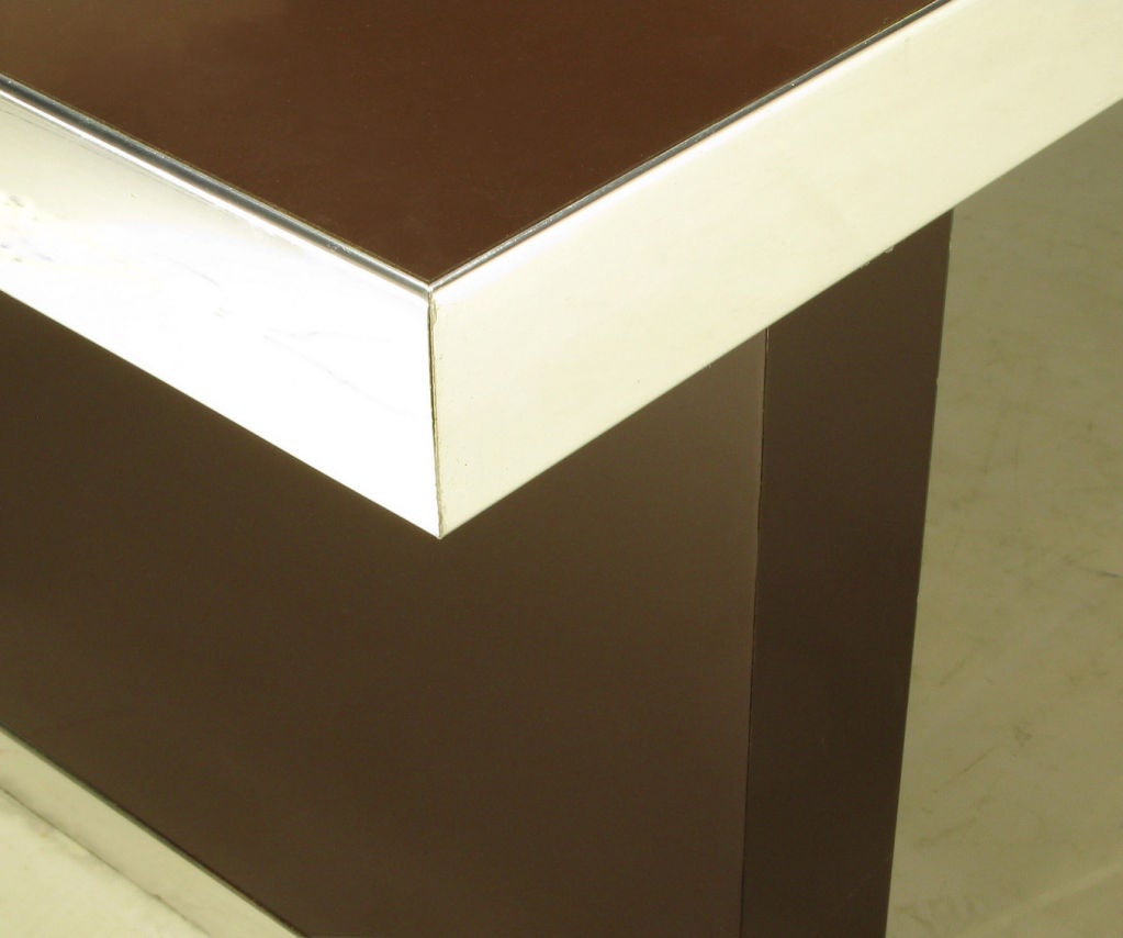 Pierre Cardin Chrome & Dark Chocolate Brown Dining Table 1