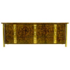 Mastercraft Amboyna Burl Dresser With Heavy Brass Pulls