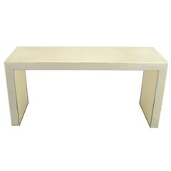 Italian Chrome & White Imitative Calfskin Console Table