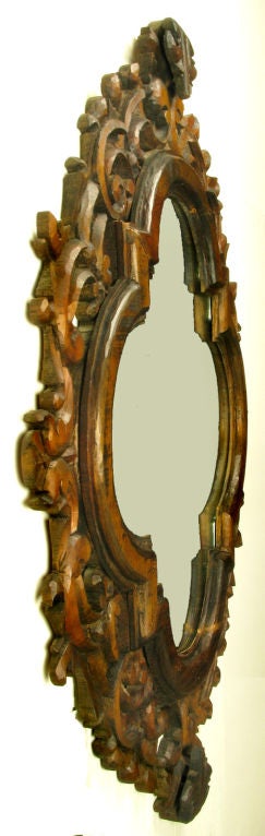 1960s Mexican Hand Carved Spanish Revival Mirror.