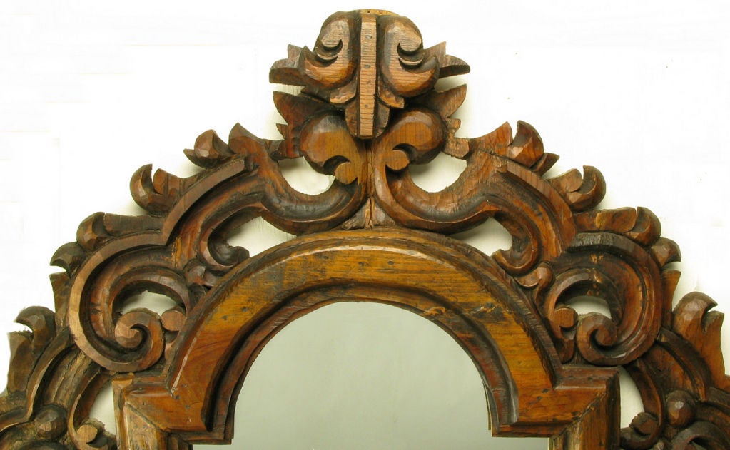 1960s Mexican Hand Carved Spanish Revival Mirror. at 1stDibs