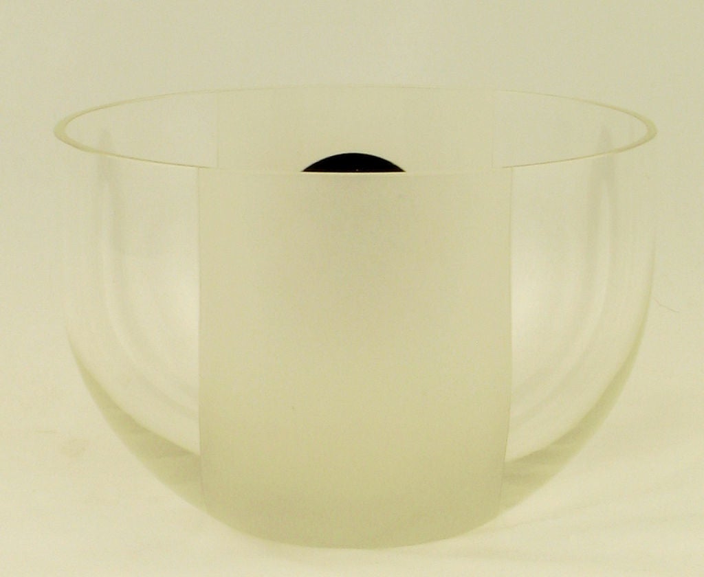 German Rosenthal Studio Line Glass Bowl With Fused Black Glass Circle