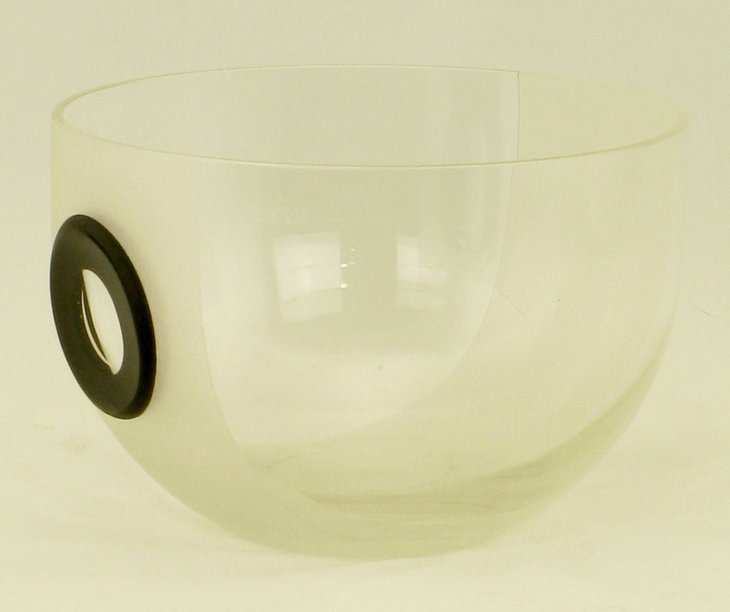 20th Century Rosenthal Studio Line Glass Bowl With Fused Black Glass Circle