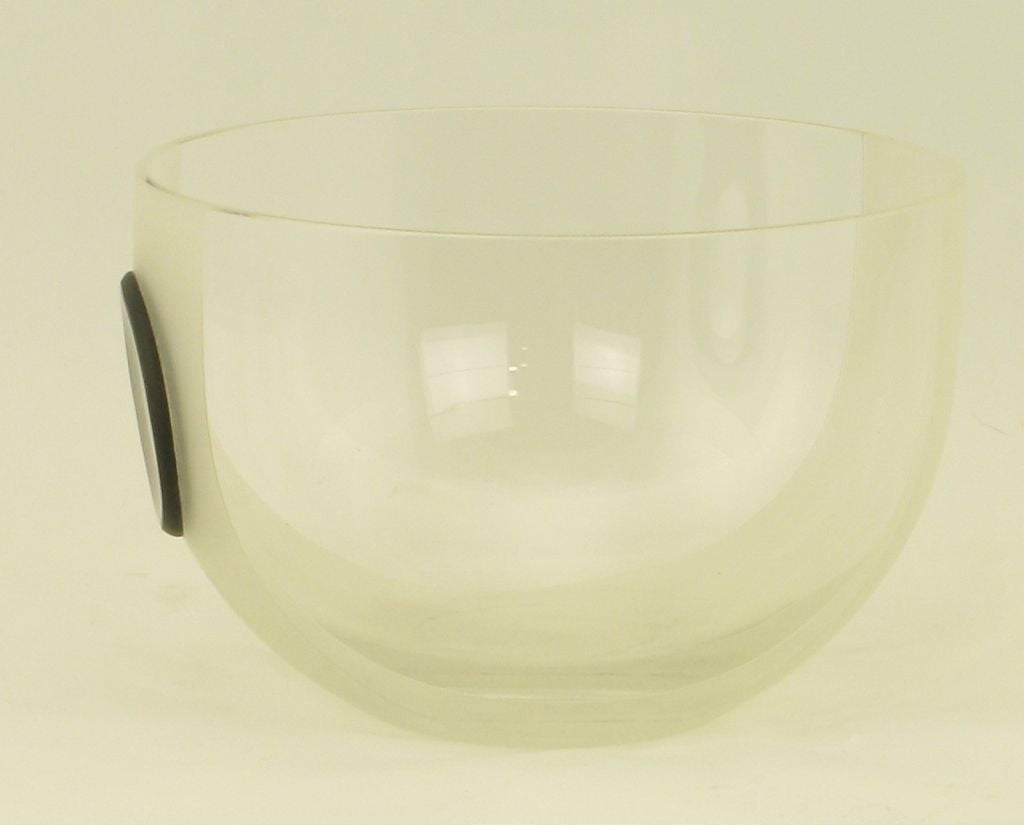 Rosenthal Studio Line Glass Bowl With Fused Black Glass Circle 1