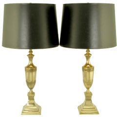 Silver Plated Neoclassical Table Lamps With Greek Key Detail