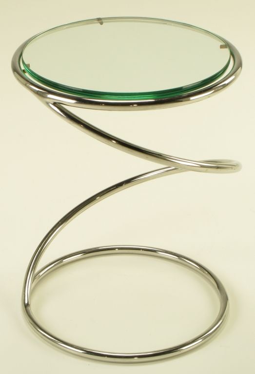 Pace Collection Glass & Chrome Spiral Side Table