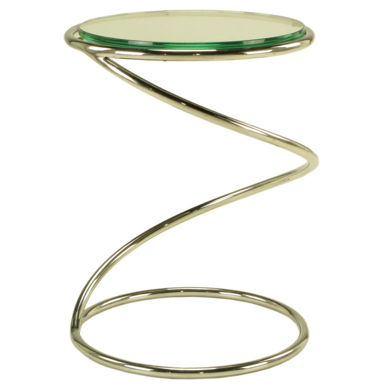 Pace Collection Glass & Chrome Spiral Side Table