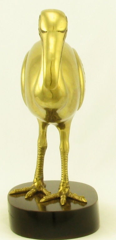 Solid Brass Ibis Atop Wood Base For Sale 1