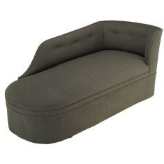 Edward Wormley Chaise Longue In Charcoal Grey Wool Crepe