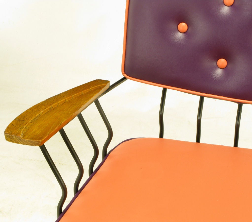 PVC Pair Woodard Cantilevered Wrought Iron Lounge Chairs