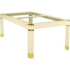 Ivory Lacquer, Brass 
Glass Dining Table