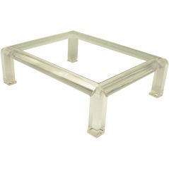 Large Lucite & Glass Chow Coffee Table