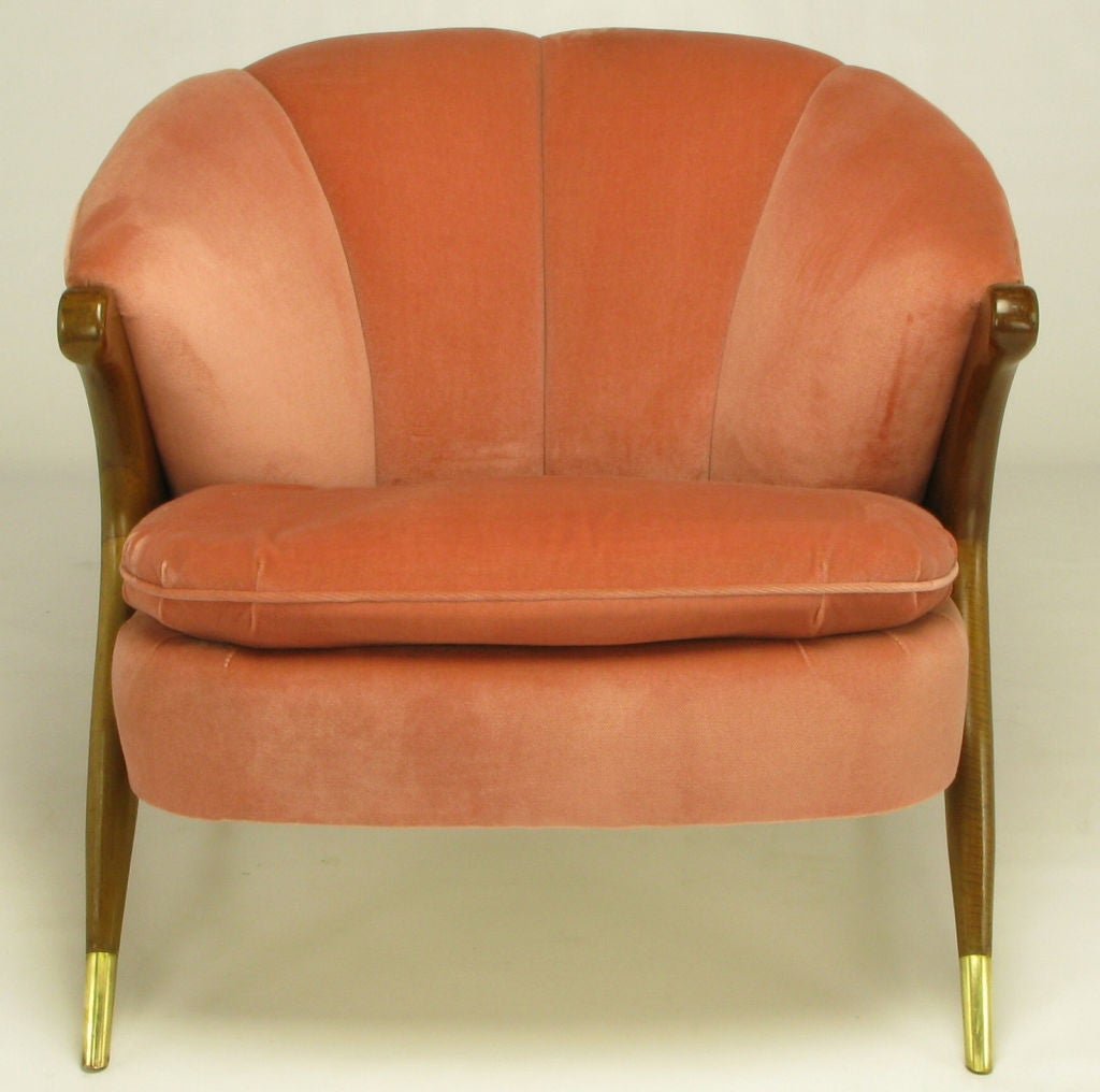 American Karpen Channel Back Club Chair In Rose Pink Mohair