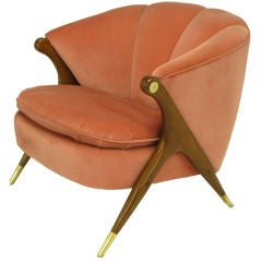Karpen Channel Back Club Chair In Rose Pink Mohair