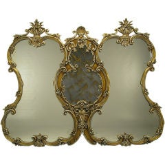 Retro Italian Rococo Renaissance Triple Mirror With Venetian Center