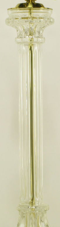 American Regency Crystal Column & BrassTable Lamp