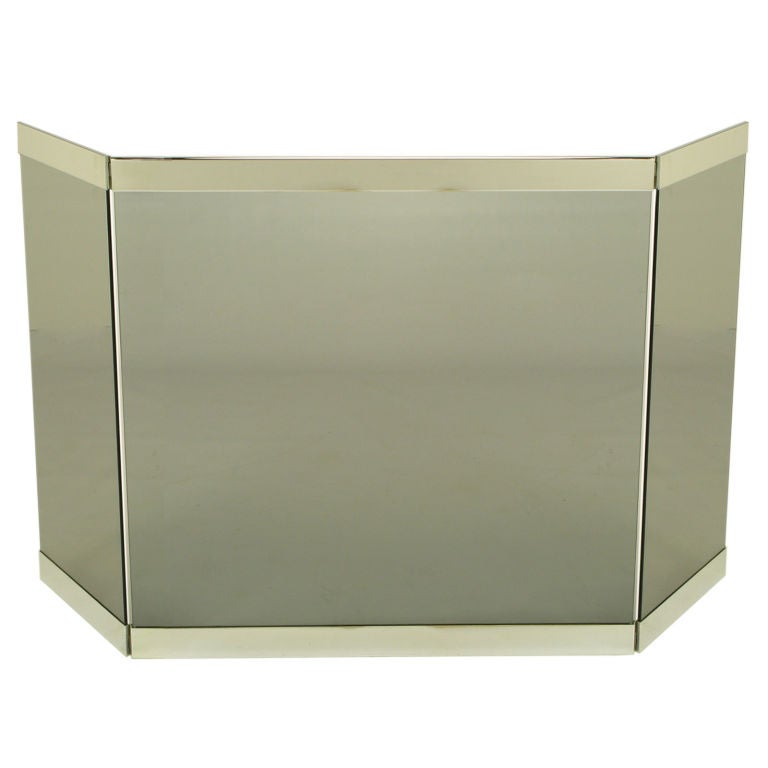 Smoked Glass and Chrome Fireplace Screen at 1stDibs