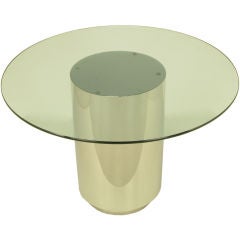 Polished Aluminum Cylinder & Glass Dining Table