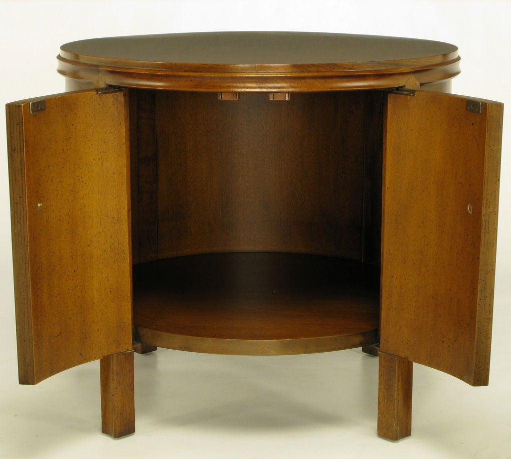 American Pair Round Rosewood & Walnut Commodes With Double Doors