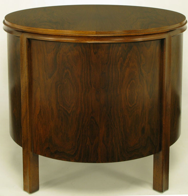Pair Round Rosewood & Walnut Commodes With Double Doors 1