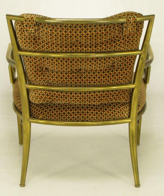Pair Italian Brass Chairs With Greek Key Arms 1