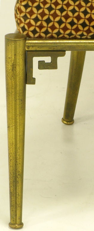 Pair Italian Brass Chairs With Greek Key Arms 4