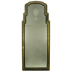 Vintage Chapman Brass & Ebonized Queen Anne Mirror