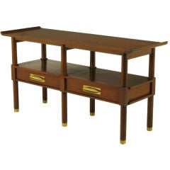 Walnut Pagoda Top Console Table