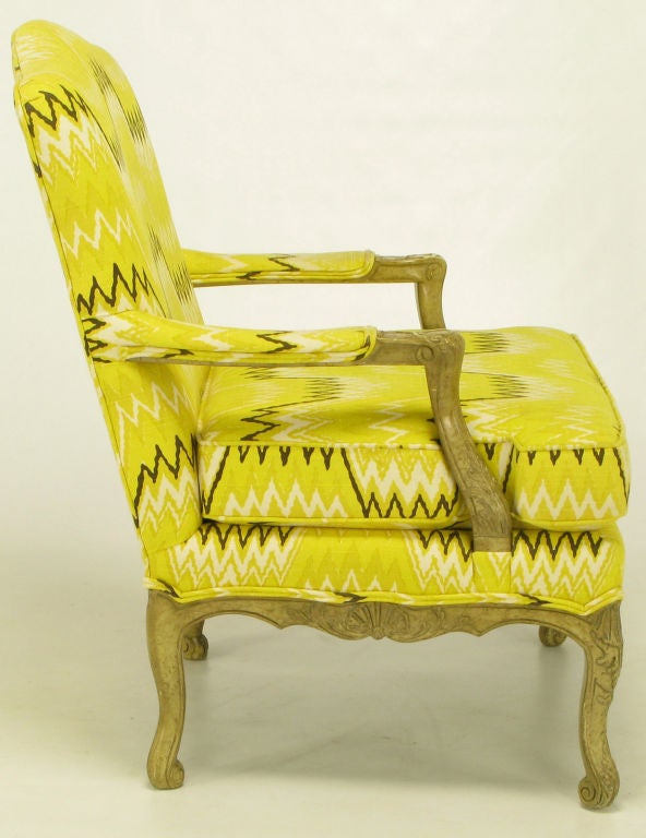 Mid-20th Century Pair  Erwin-Lambeth Louis XV Style Arm Chairs & Ottoman