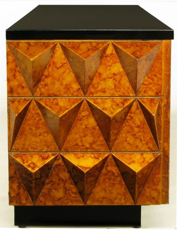 Black Lacquer & Copper Oil Drop Tetrahedron Front Cabinet 1