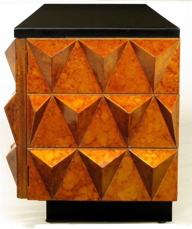 Black Lacquer & Copper Oil Drop Tetrahedron Front Cabinet 2