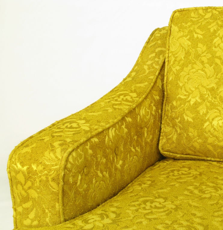 1940s Button Tufted Club Chair In Gold Damask For Sale 1