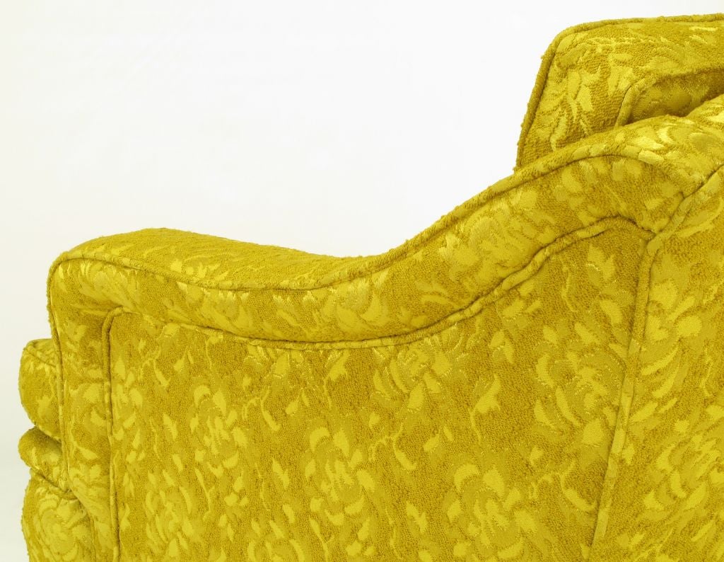 1940s Button Tufted Club Chair In Gold Damask For Sale 2