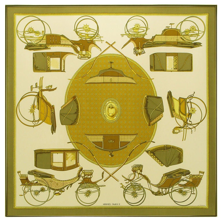 Framed Vintage Hermes Silk Scarf