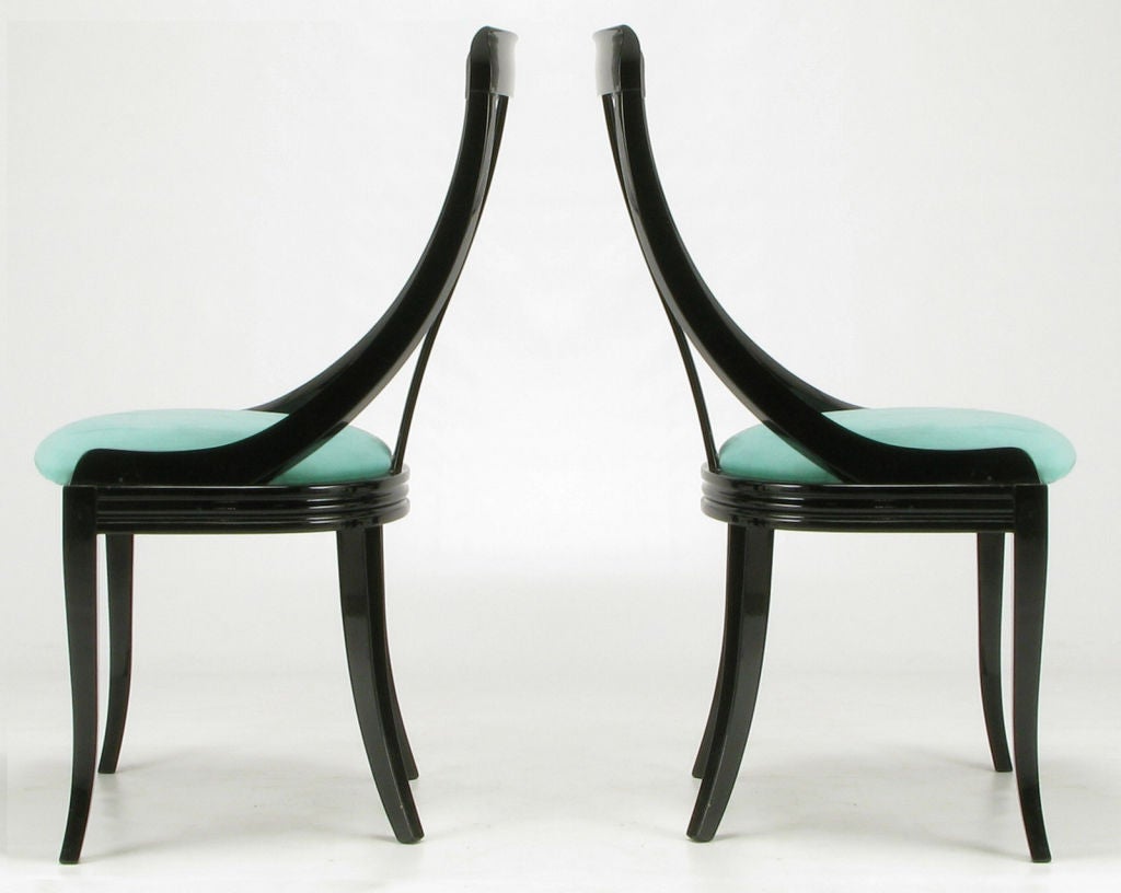 Italian Black Lacquer Dining Room Chairs