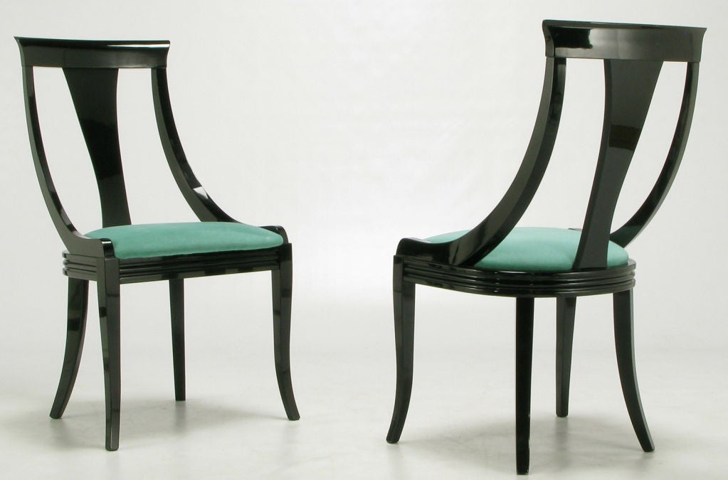 Italian Black Lacquer Dining Room Chairs