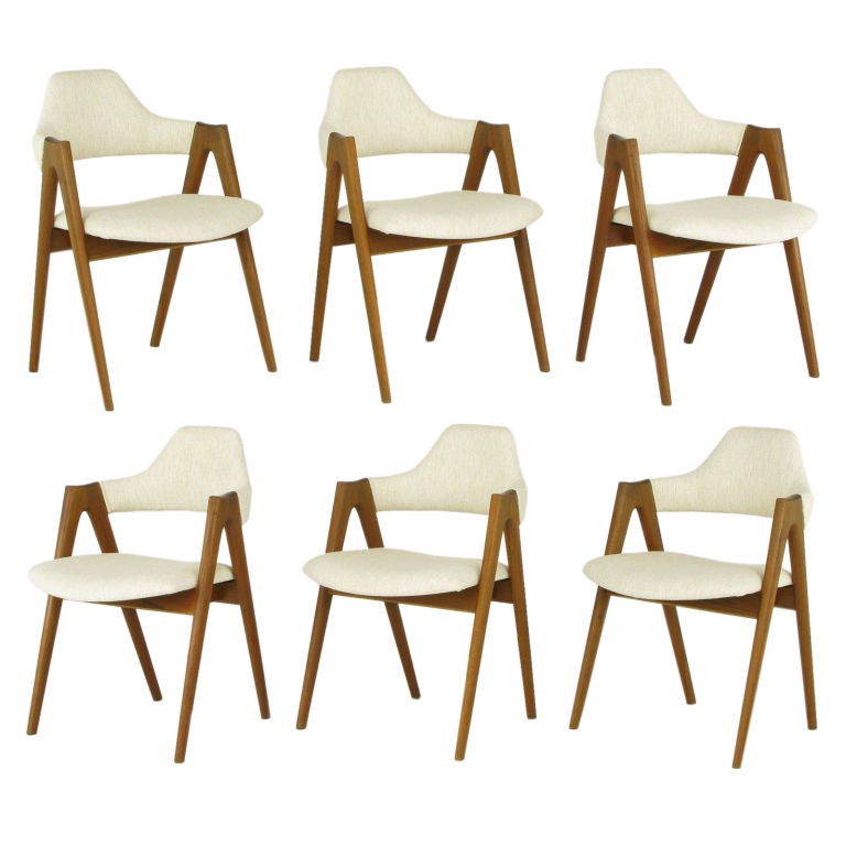 Set Six Kai Kristiansen Teak "Compass" Dining Chairs