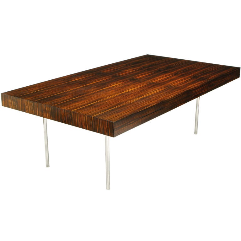 Large Custom Designed Rosewood & Chrome Floating Desk