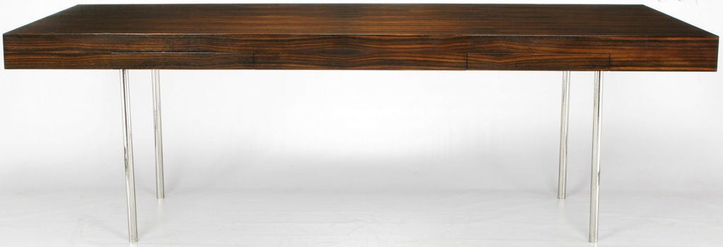 American Large Custom Designed Rosewood & Chrome Floating Desk