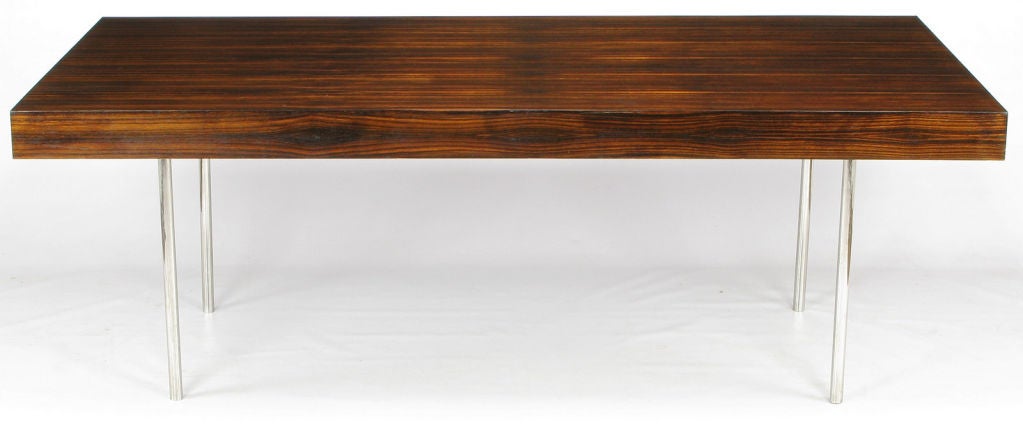 Large Custom Designed Rosewood & Chrome Floating Desk 1