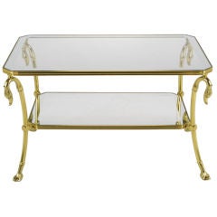 Brass Two-Tier End Table With Swan & Webbed Foot Detail