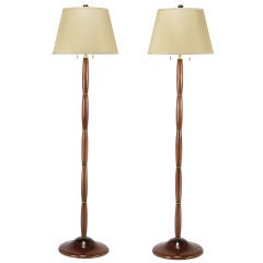 Pair Signed Donghia By John Hutton Rose Murano Glass Floor Lamps