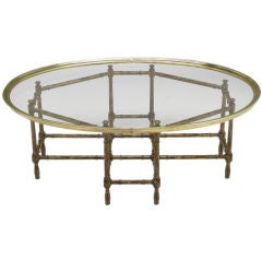 Tortoise Shell Lacquered  & Oval Glass Tray Coffee Table