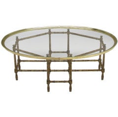 Tortoise Shell Lacquered  
Oval Glass Tray Coffee Table