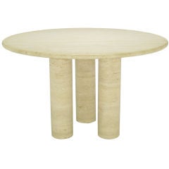 Custom Travertine Dining Table On Tricolumnar Base