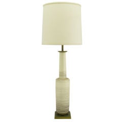 Stiffel Horizontal Strie Glaze Ceramic Bottle-Form Table Lamp