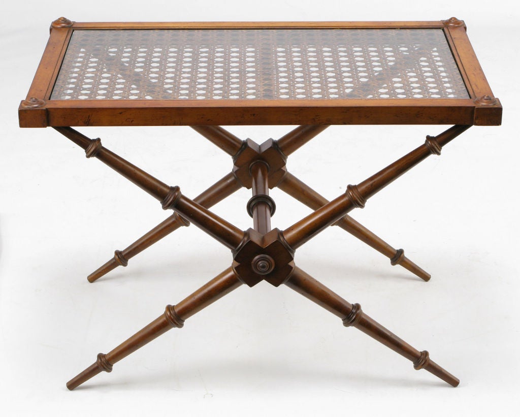 Bamboo & Cane X-Base High/Low Walnut  End Table