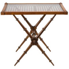 Bamboo & Cane X-Base High/Low Walnut  End Table