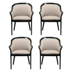 Four Italian Barrel Back Black  & Dove Grey Arm Chairs